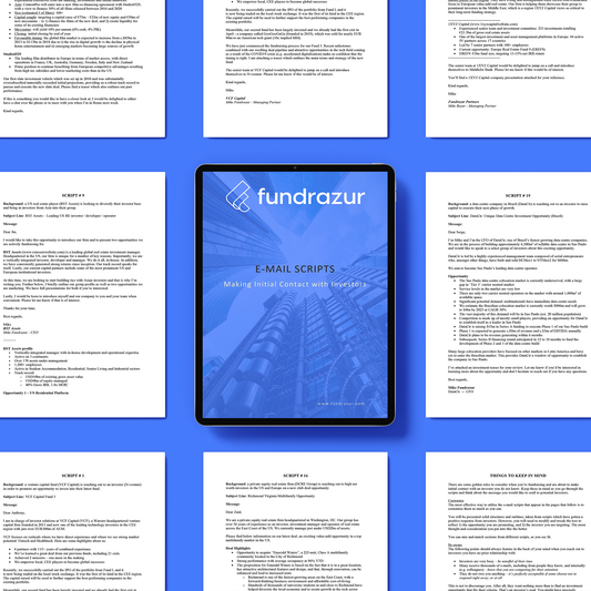 E-mail Scripts - Making Initial Contact with Investors?